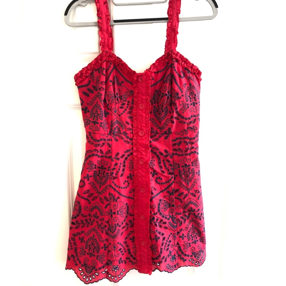 Red and navy dress